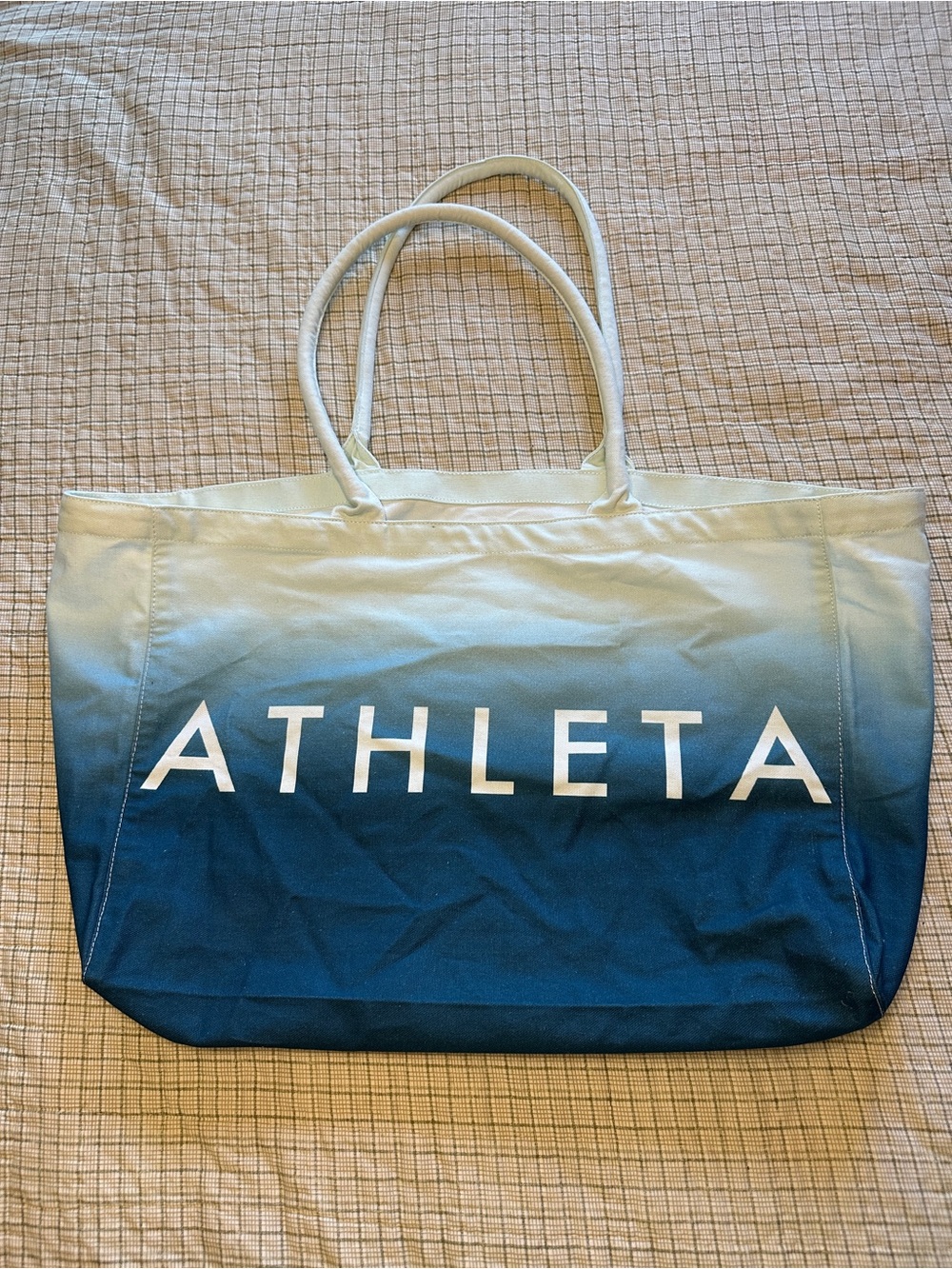 Athleta Gradient Blue Ombre Tote with White Logo